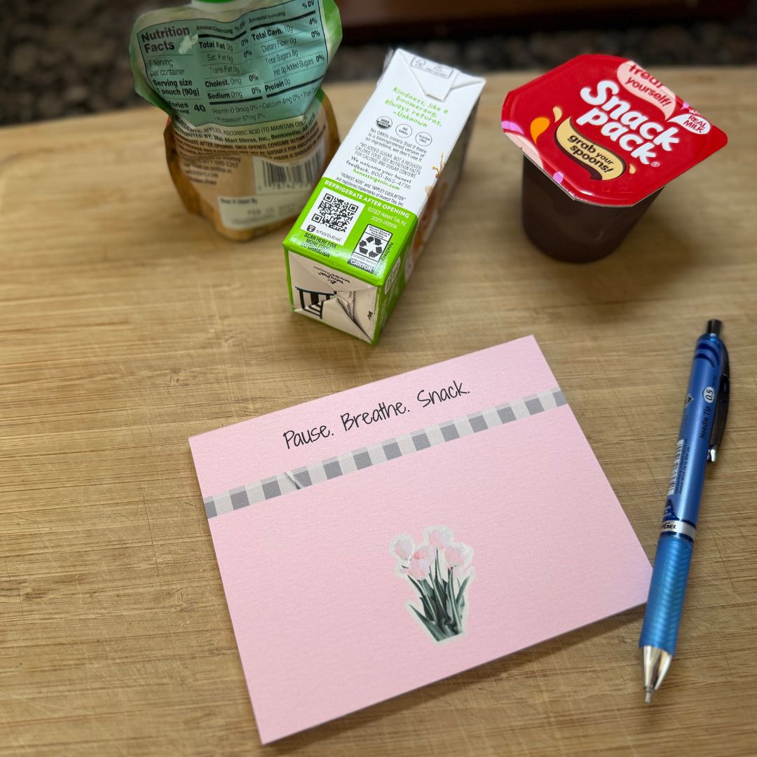 Pause. Breathe. Snack. Lunch Notes | Encouraging Self - Care Meal Notes - Splash of Charm