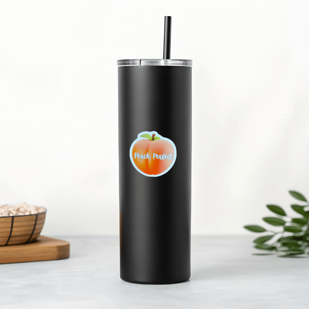 Peach Perfect Peach Shaped Sticker – Cute Fruit Vinyl Decal for Laptops & Water Bottles - Splash of Charm