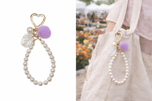 Pearl Shell Heart - Clasp Bag Charm & Wristlet Loop (Coquette) - Splash of Charm