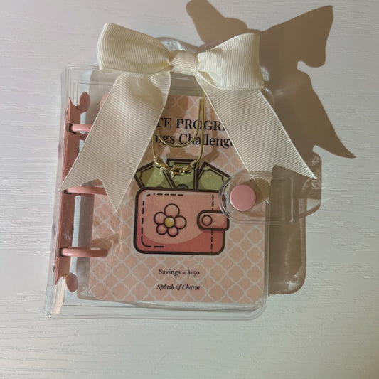 Petite Progress Mini Savings Binder – Clear Pink Budget Binder with Cash Envelopes - Splash of Charm