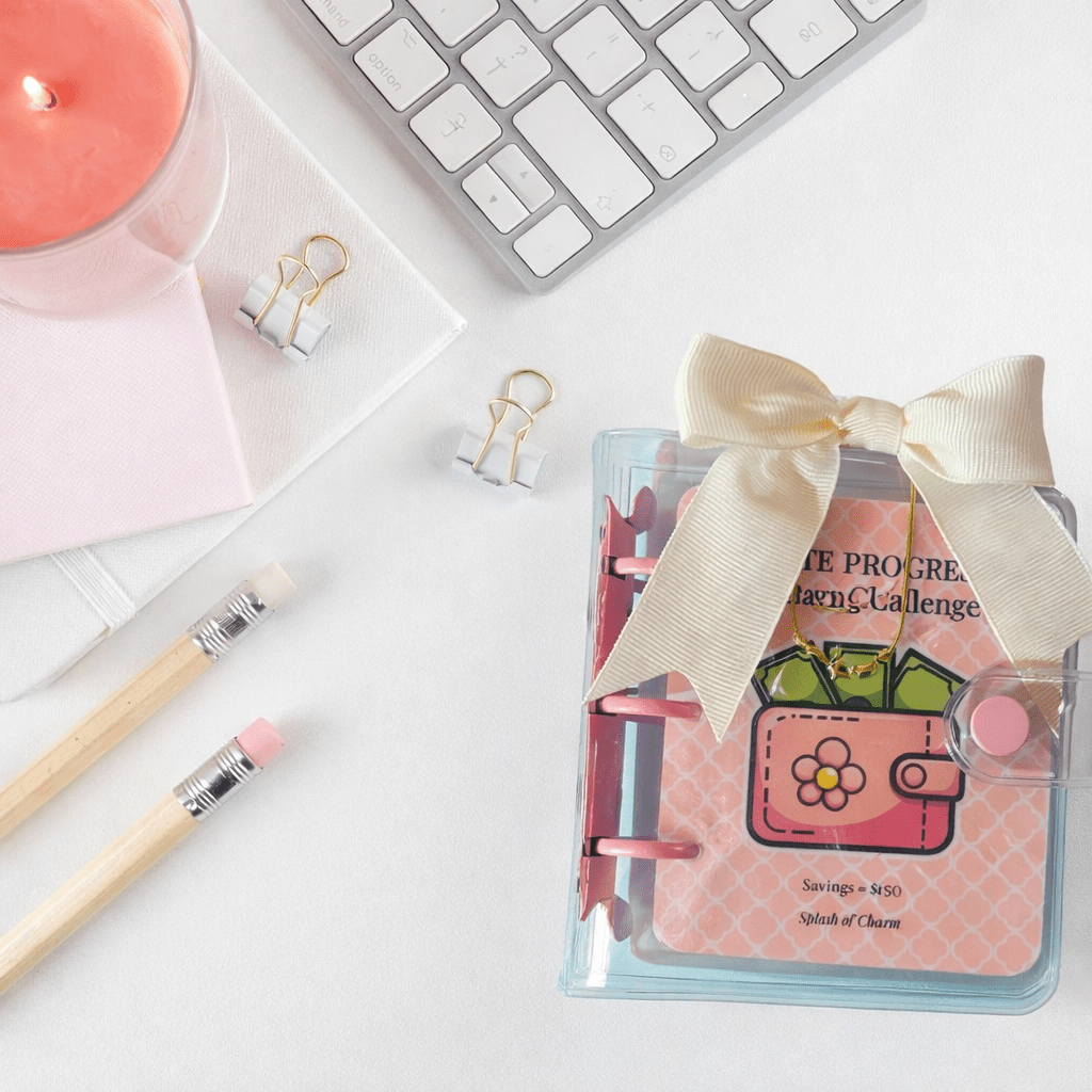 Petite Progress Mini Savings Binder – Clear Pink Budget Binder with Cash Envelopes - Splash of Charm