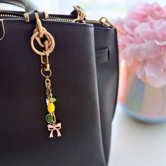 Pink Bow Lemon Purse Charm | Citrus Bag Charm - Splash of Charm