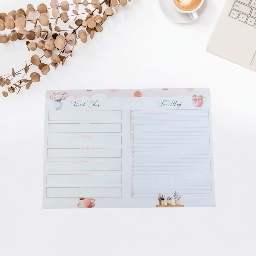Pink Coquette Weekly Meal Planner Notepad – Cute & Functional Organizer - Splash of Charm