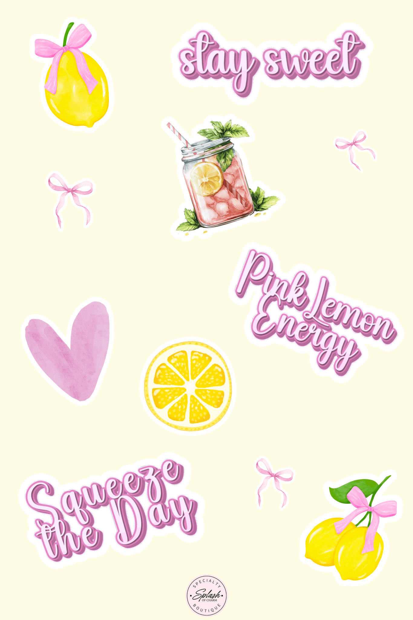 Pink Lemonade Sticker Sheet – Soft Life Lemon Festival Stickers - Splash of Charm