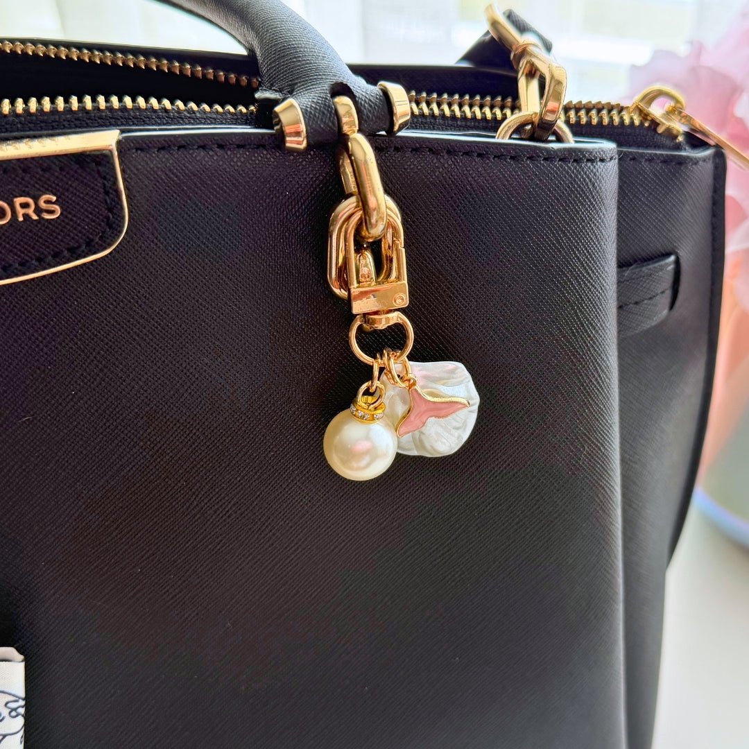 Pink Whale Tail Purse Charm | Pearl & Shell Bag Charm - Splash of Charm