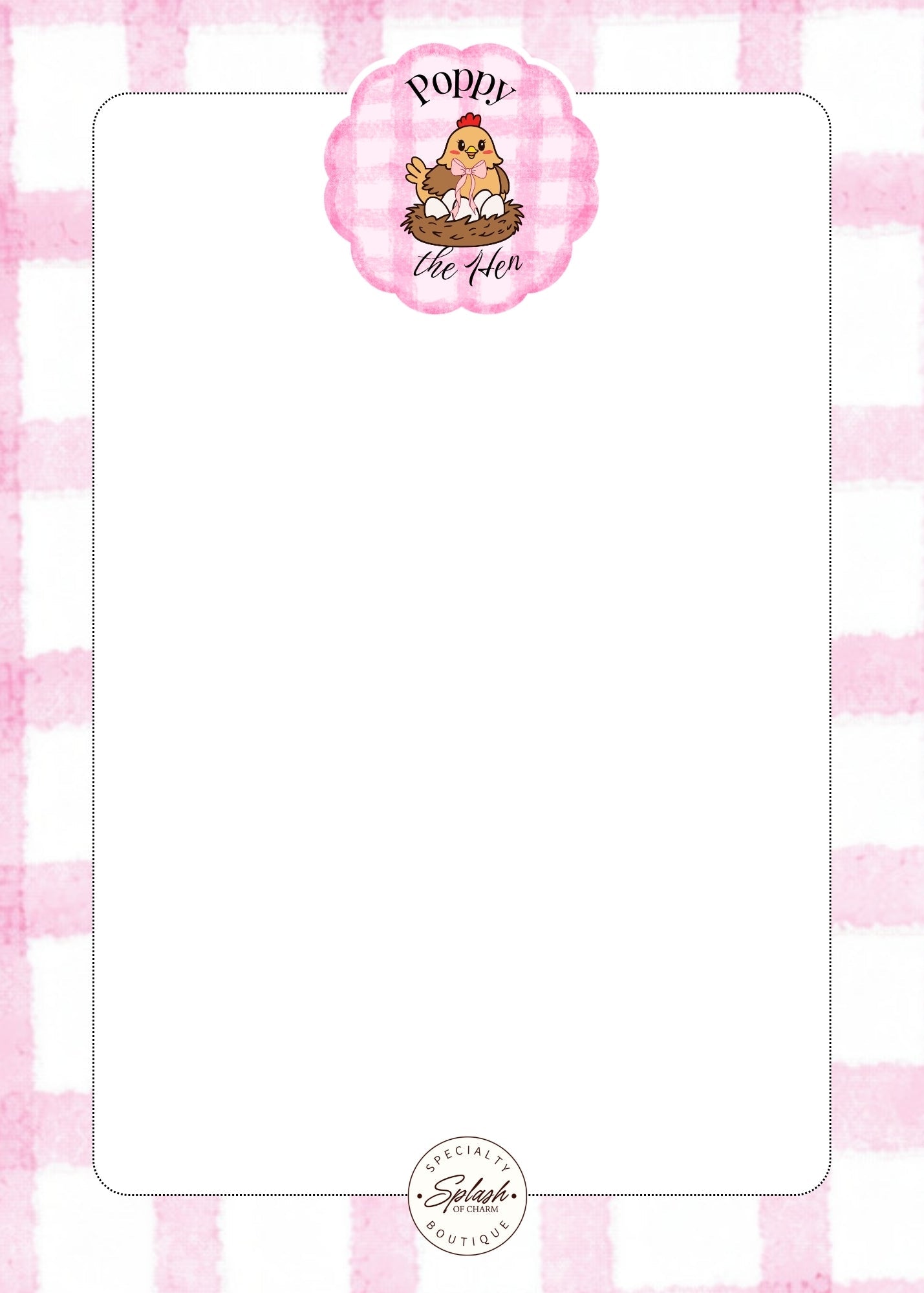 Poppy the Hen Pink Gingham 5x7 Notepad | Cute Hen Memo Pad - Splash of Charm