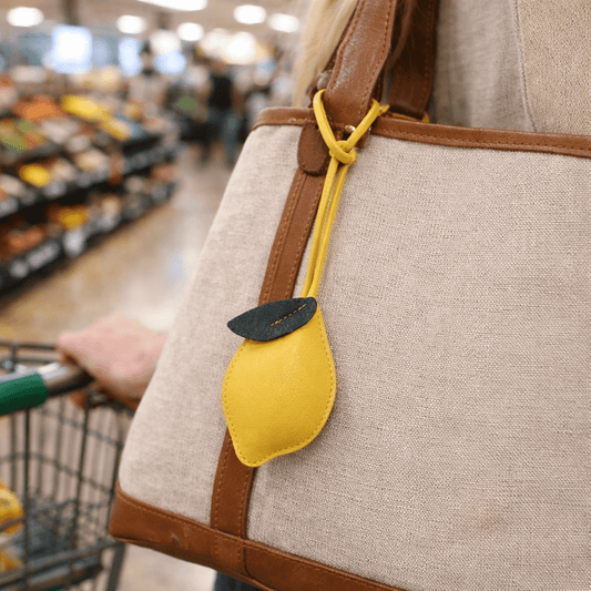 PU Leather Lemon Bag Charm | Cute Fruit Purse Accessory - Splash of Charm