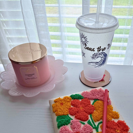 Seas the Day Glitter Tumbler | 24 oz Plastic Cup with Straw - Splash of Charm