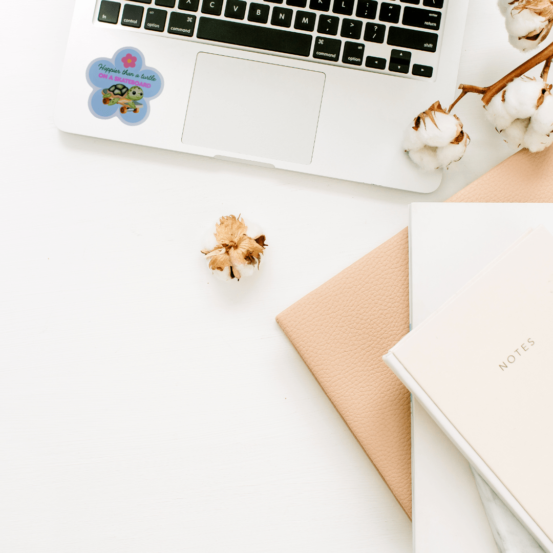 Happier Than a Turtle on a Skateboard Sticker – Cute Skating Turtle Vinyl Decal - Splash of Charm