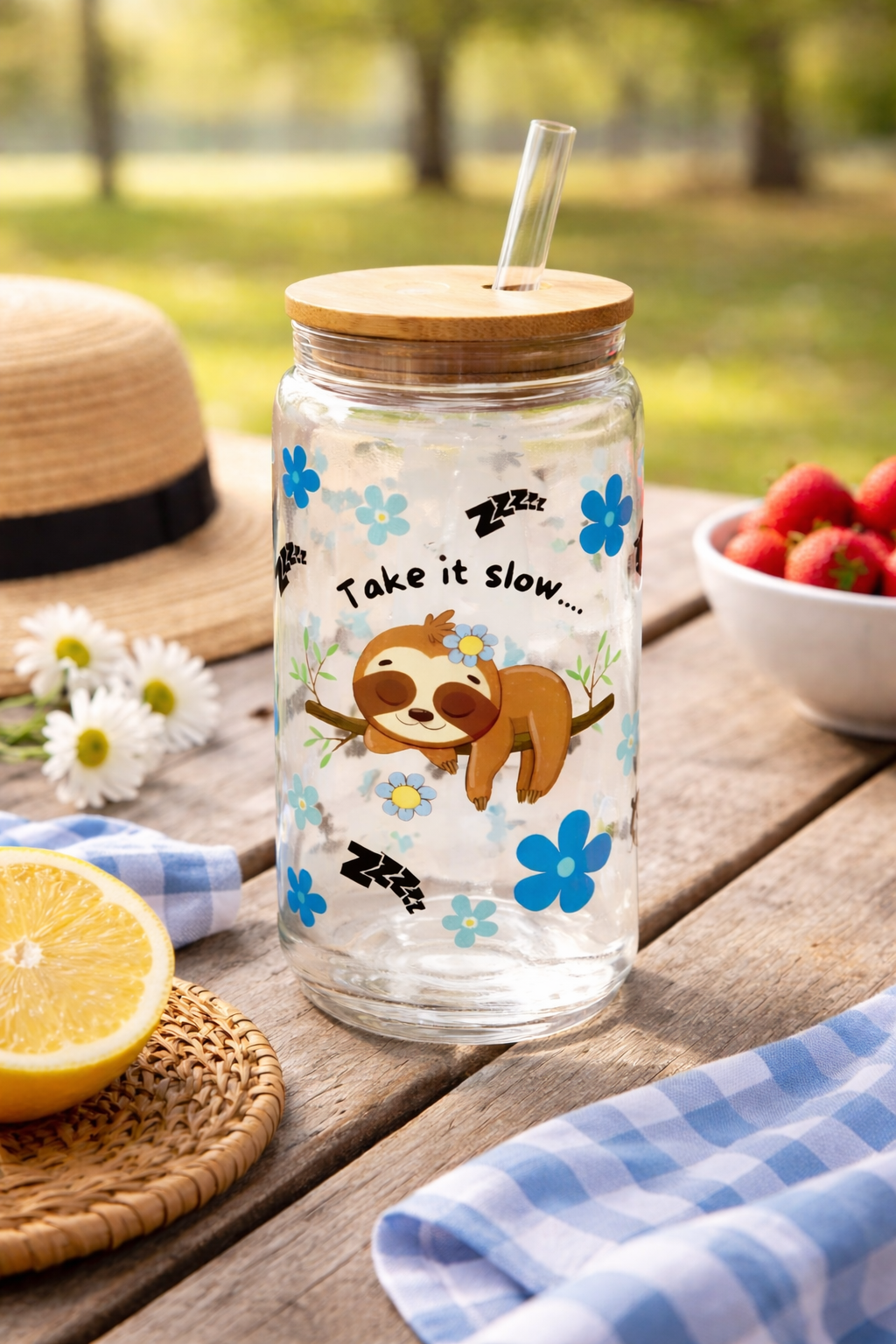 Sleepy the Sloth Beer Can Glass Tumbler – Chill & Cute Drinkware for Relaxed Vibes - Splash of Charm