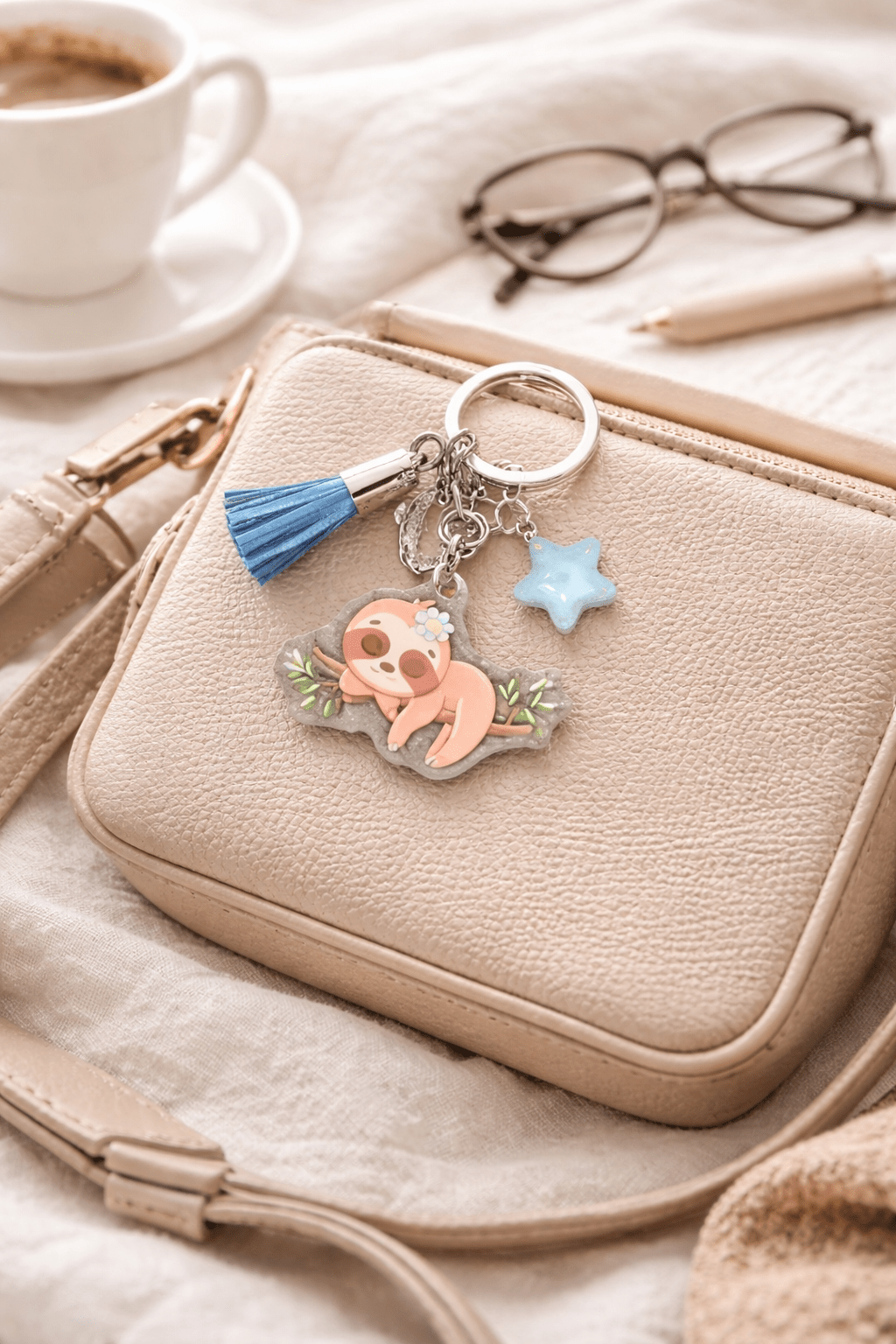 Sleepy the Sloth Keychain – Cute Lazy Vibes Animal Accessory - Splash of Charm