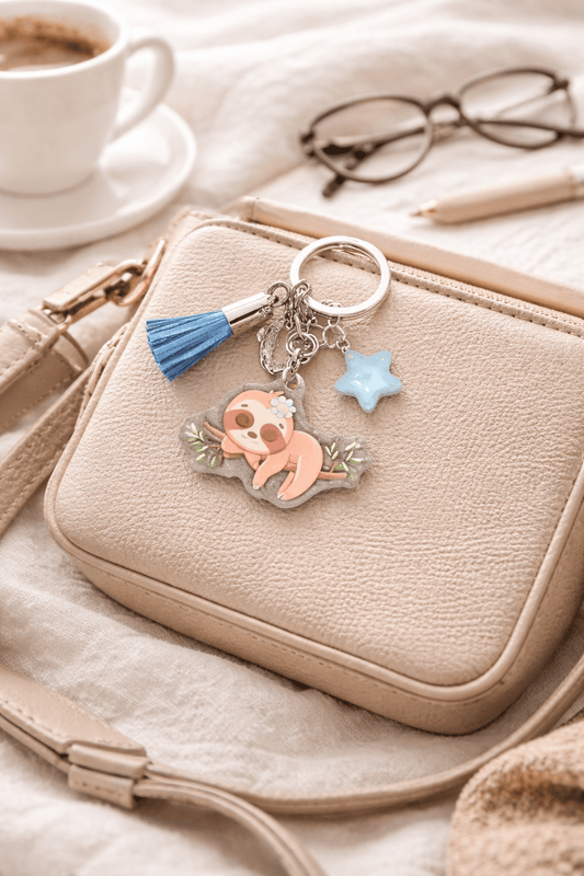 Sleepy the Sloth Keychain – Cute Lazy Vibes Animal Accessory - Splash of Charm