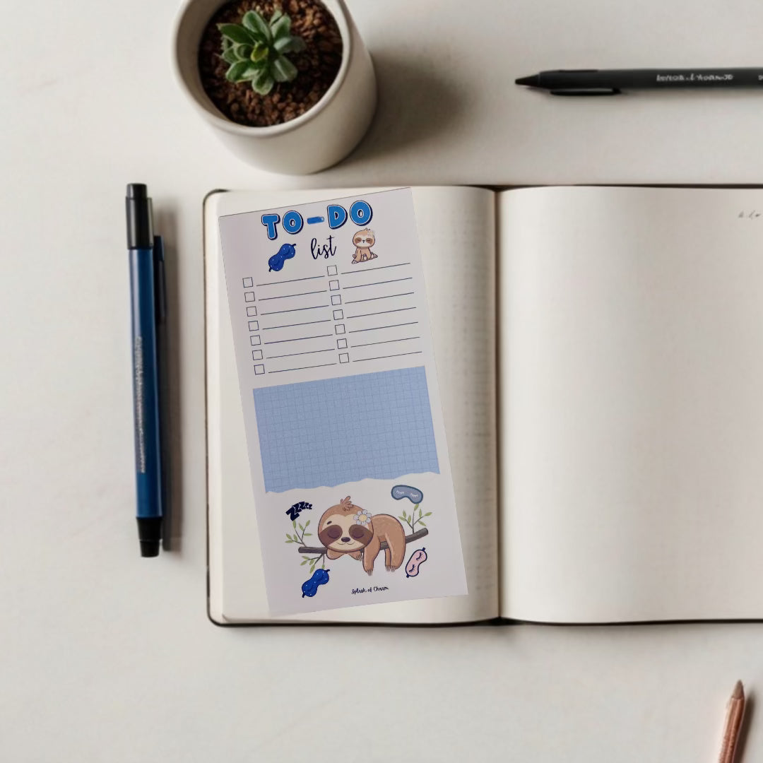 Sleepy the Sloth To-Do List – Cute Sloth Planner Notepad for Tasks - Splash of Charm