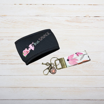 Soft but Savage Coffee Sleeve & Thumblet Keychain Set - Splash of Charm