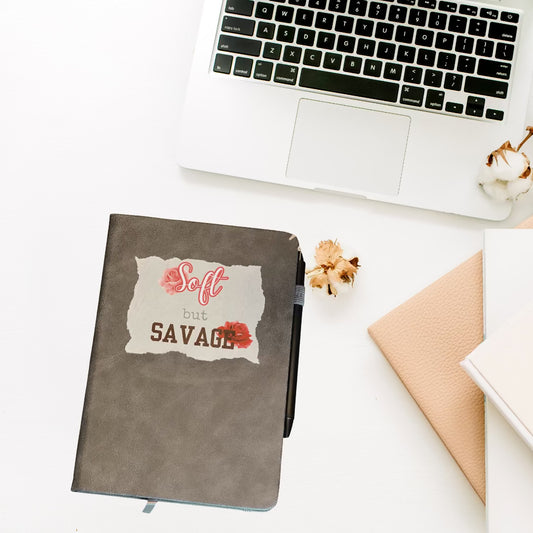 Soft but Savage Pink & Red Rose Gray Journal for Writing & Notes - Splash of Charm