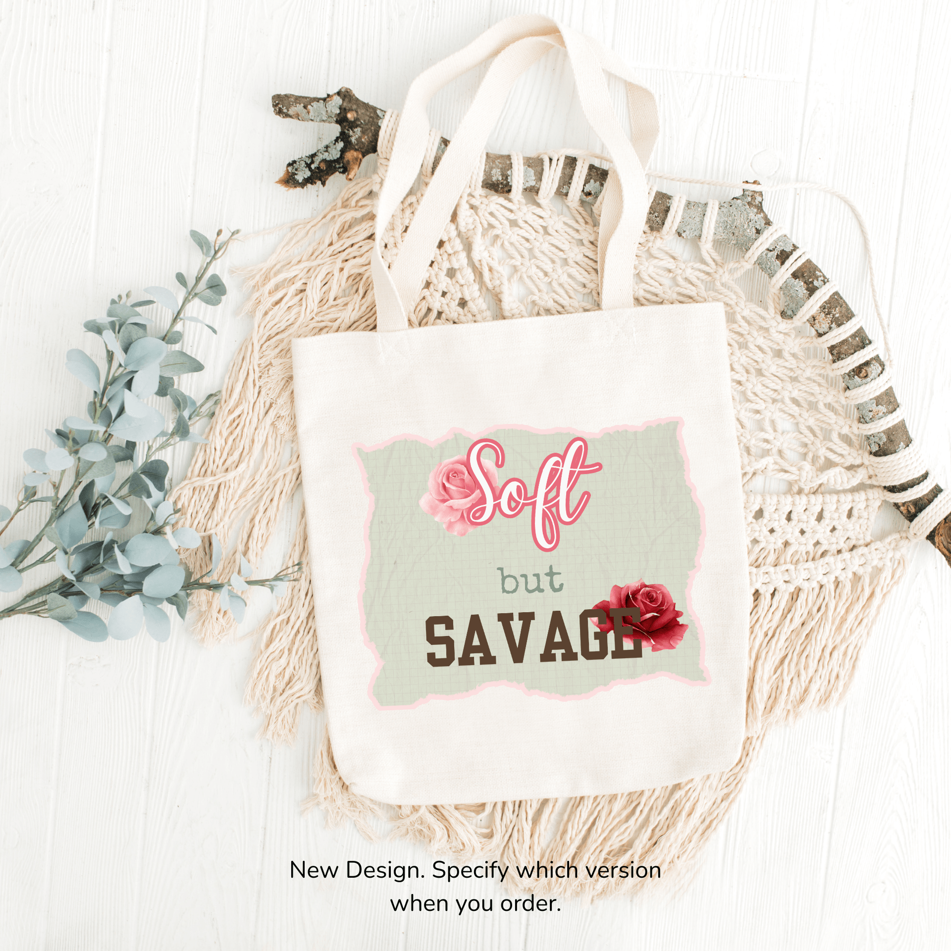Soft but Savage Tote | Aesthetic Bookish Canvas Tote Bag for Readers & Confident Women - Splash of Charm