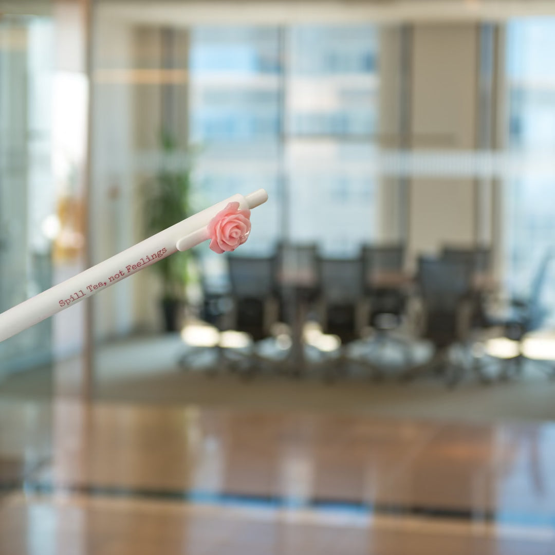 Spill Tea, Not Feelings Black Ink Gel Charm Pen – Fun Stationery Gift - Splash of Charm