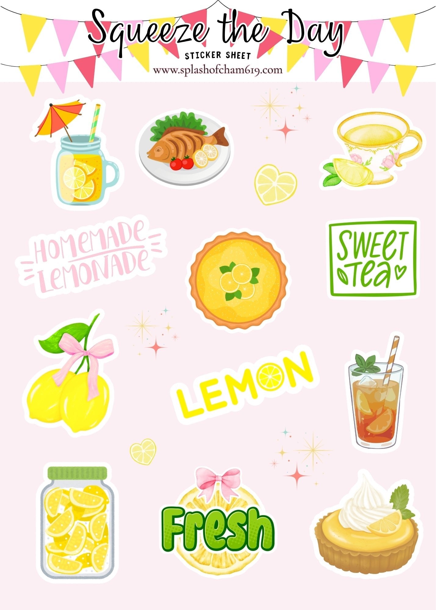 Squeeze the Day Sticker Sheet | Matte Lemon Planner Stickers - Splash of Charm
