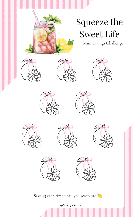 Squeeze the Sweet Life Mini Savings Challenge | Lemon Festival A6 Set - Splash of Charm