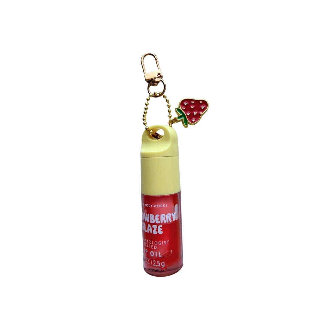 Strawberry Lip Oil Charm Keychain | Handmade Purse Charm - Splash of Charm