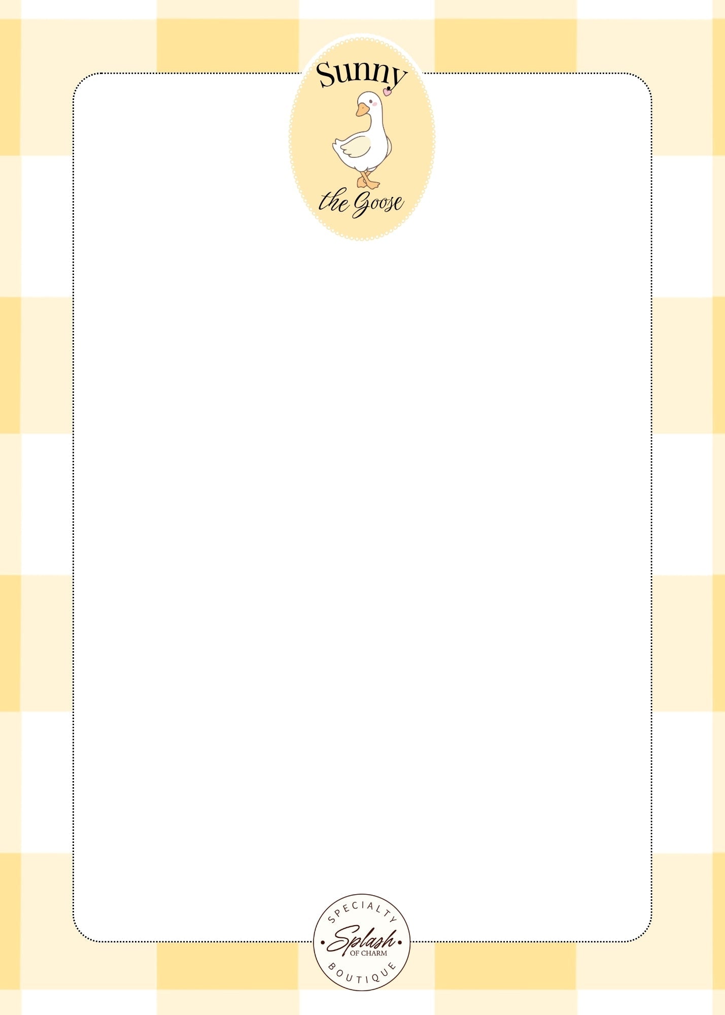 Sunny the Goose Yellow Gingham 5x7 Notepad | Cute Goose Memo Pad - Splash of Charm
