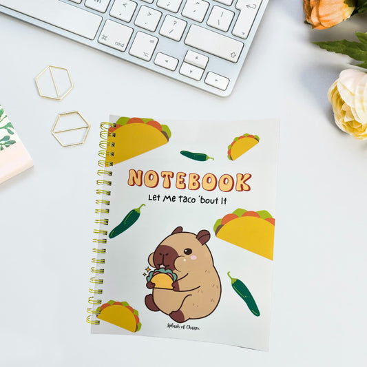 Taco the Capybara Spiral Notebook – Cute Capybara Notebook for Notes & School - Splash of Charm