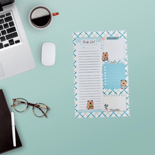 Teal Capybara To-Do List & Daily Planner Notepad - Splash of Charm