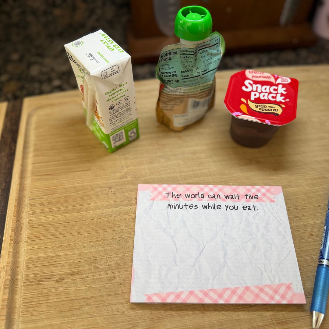 The World Can Wait Five Minutes While You Eat Lunch Notes | Encouraging Meal Notes - Splash of Charm