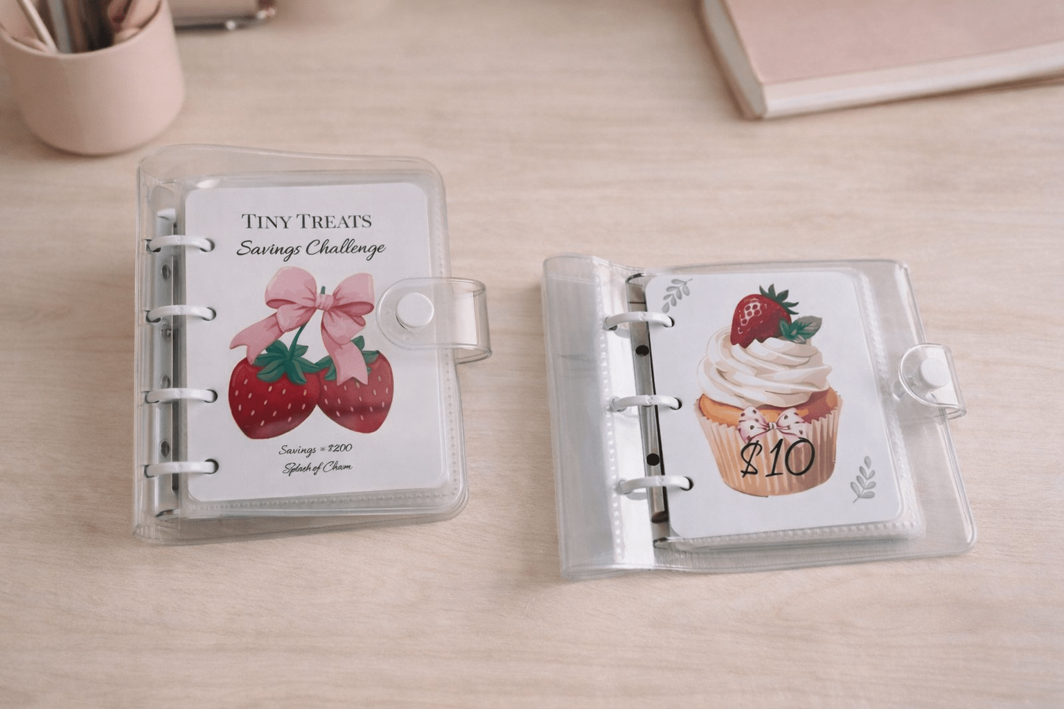 Tiny Treats Mini Savings Binder – Strawberry Soft Life Fund - Splash of Charm