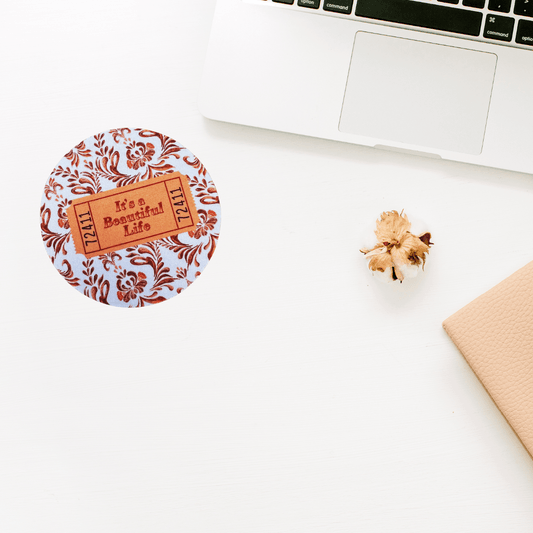 Vintage Brown “It’s A Beautiful Life” Ticket Desk Coaster – Retro Inspired Desk Décor - Splash of Charm