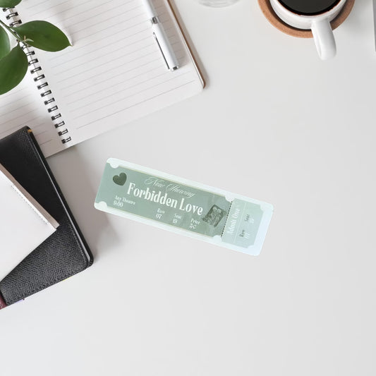 Vintage Movie Ticket Forbidden Love Laminated Bookmark – Book Lover Gift - Splash of Charm