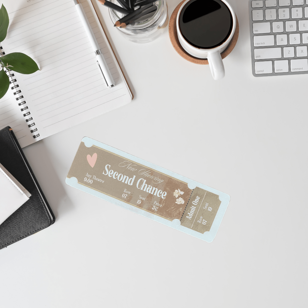 Vintage Movie Ticket Second Chance Laminated Bookmark – Book Lover Gift - Splash of Charm