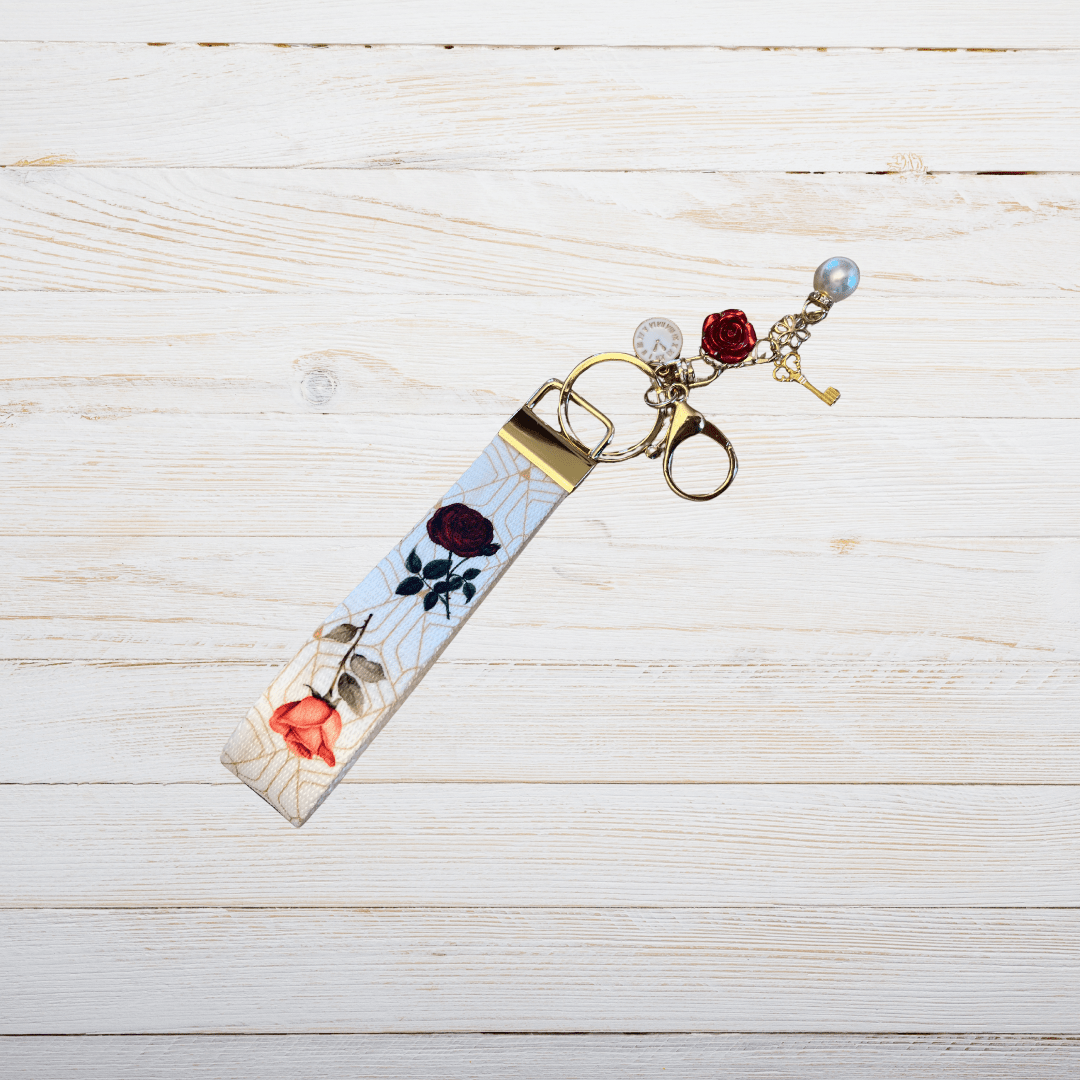 Vintage Red & Pink Rose Keychain | Elegant Floral Accessory & Gift for Keys, Bags, and Backpacks - Splash of Charm