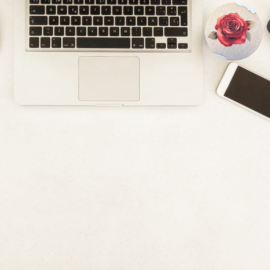 Vintage Red Rose Desk Coaster – Elegant Floral Drink Coaster for Home & Office - Splash of Charm