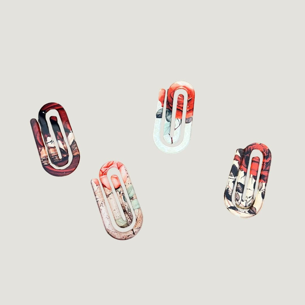 Set of four Vintage Vibe acrylic paper clips for planners, journals and desk organization
