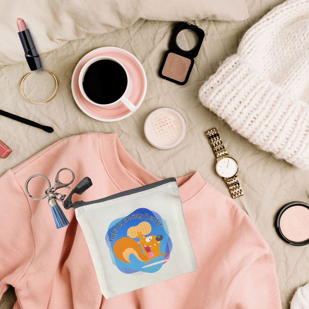 White Canvas Mini Makeup Go-Bag – Compact Travel & Cosmetic Pouch - Splash of Charm