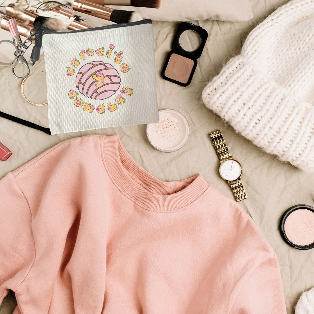 White Canvas Mini Makeup Go-Bag – Compact Travel & Cosmetic Pouch - Splash of Charm