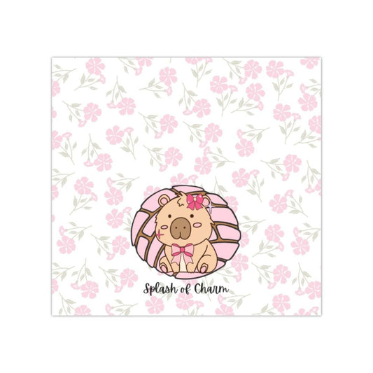 White Floral Capybara Sticky Notes – Cute Kawaii Post - It Style Notepad - Splash of Charm