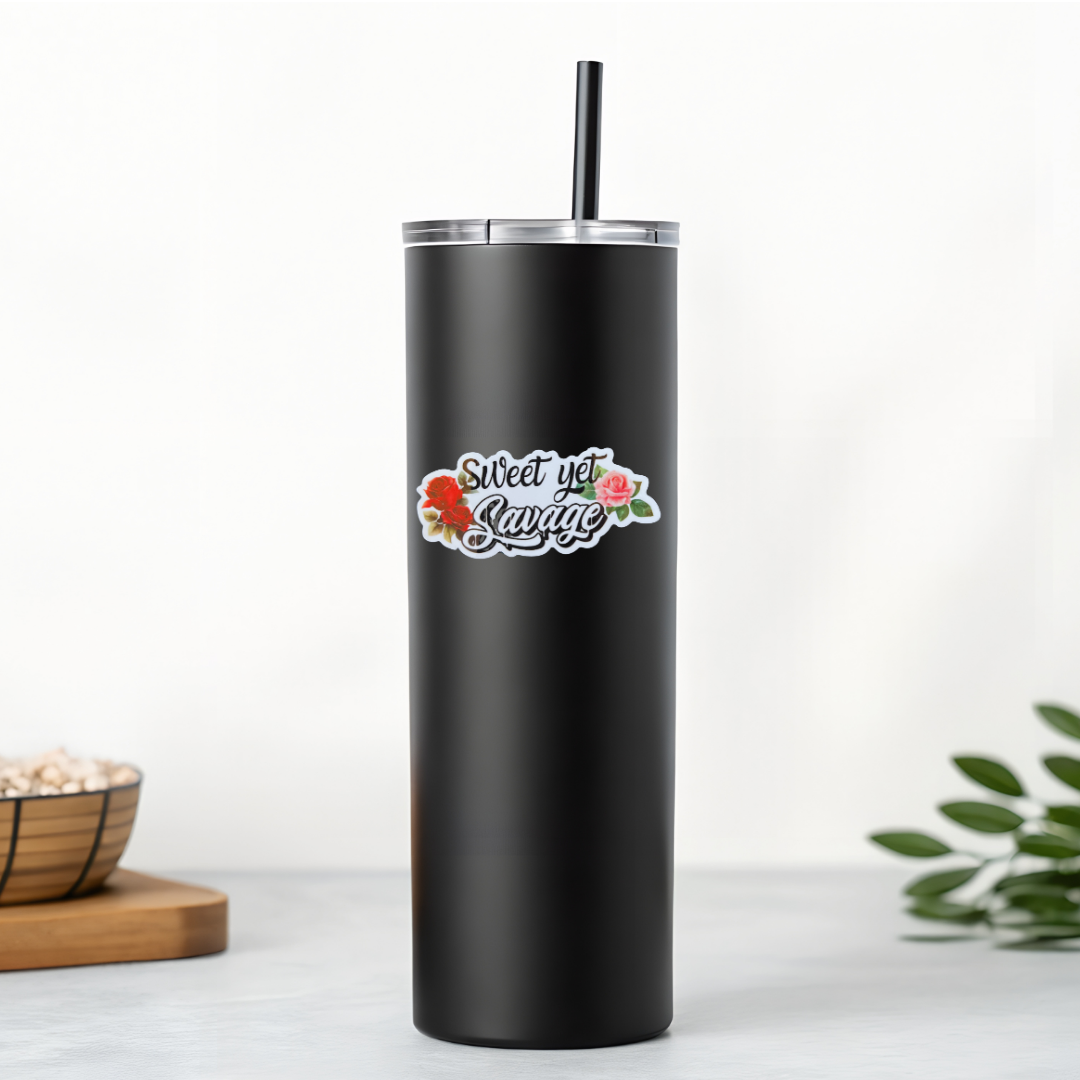 Wildflower rose vinyl sticker featuring red and pink floral design symbolizing softness, strength, and resilience.